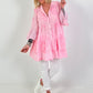 Tunika/Kleid mit Frotte-Applikation - rosa