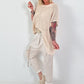 Häkelshirt mit Fransen asymmetrisch - beige