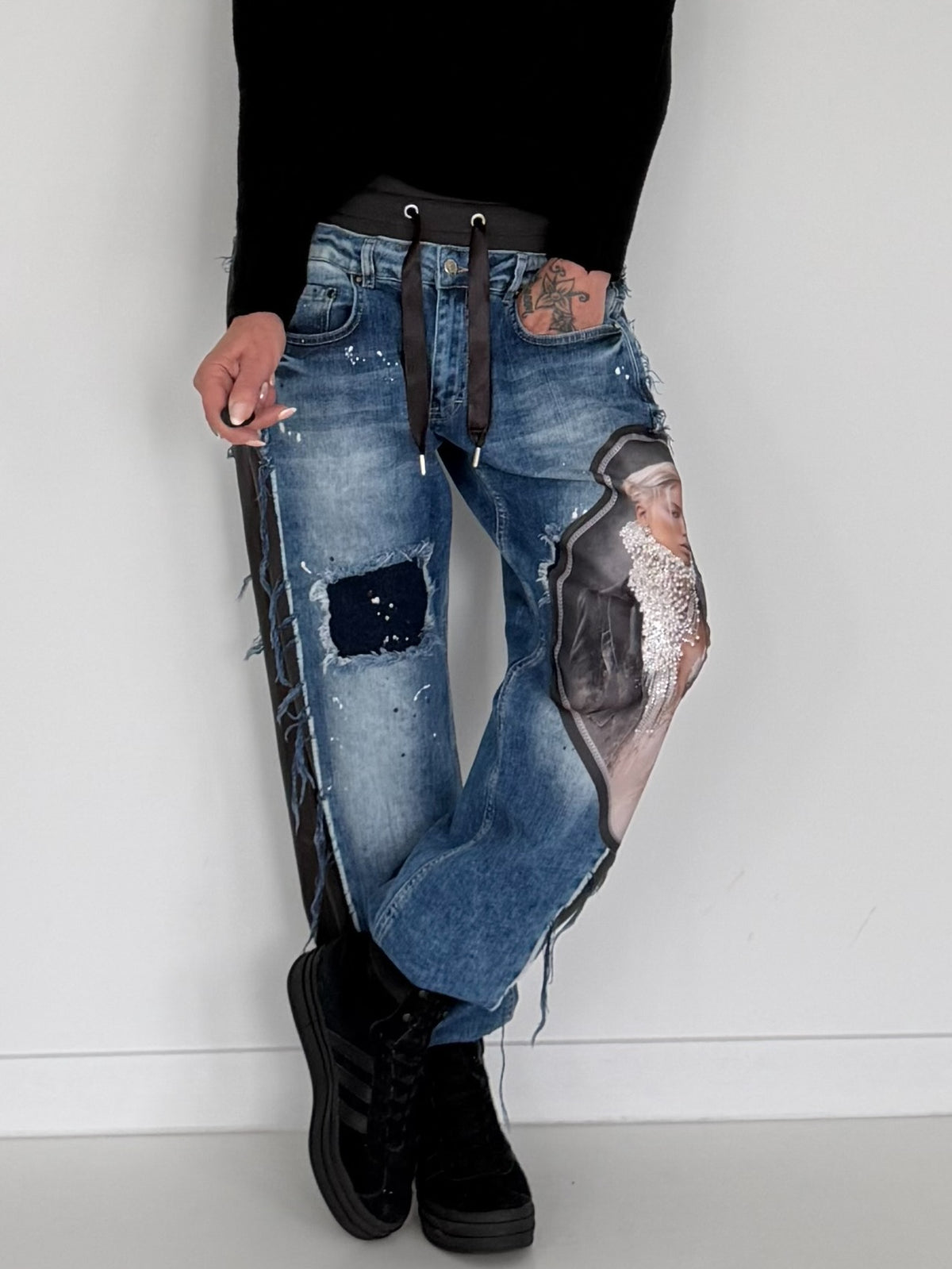 Jogg-Jeans im Used Look Woman & Pearl - denim-Schwarz