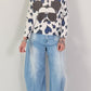 Lichtgewicht trui met all-over print - donkerblauw en wit