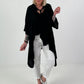 Oversized Asymmetric Blouse with Tie - Black