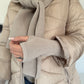 Winterjacke 2 Looks mit Stulpenärmeln und abnehmbarem Strickeinsatz - beige