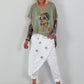 Oversized Shirt with Front Print - Khaki