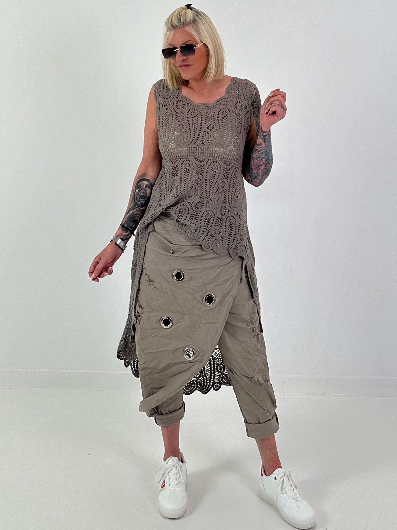 Ibiza Crochet Shirt - taupe