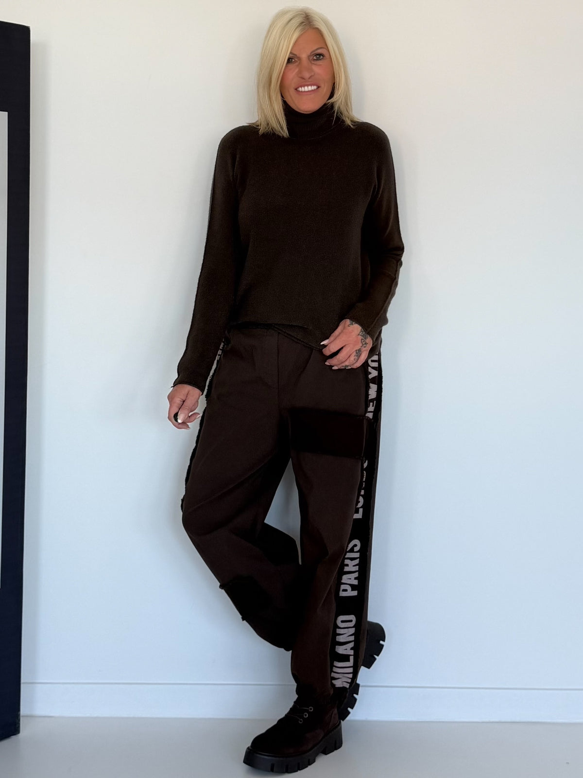 Basic Rollkragenpullover - mokka