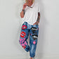 Jeanshose mit Statement Printmix - blau-mehrfarbig