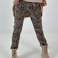 Hose mit elastischem Bund und Leo-Print - leo-taupe