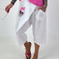 Short Linen Baggy with Overlap and Skull Detail - white