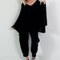 Oversized Sommerstrick Poncho - schwarz