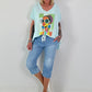 Short jeans with statement waistband - light blue