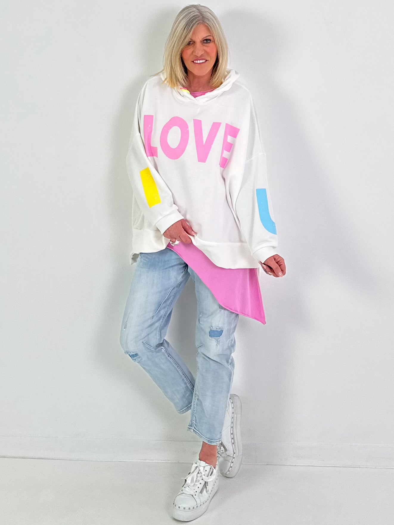 Oversized hoodie met liefdesmotief - wit