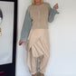 Strickjacke mit strassbesetzten Denim-Ärmeln - beige-denim