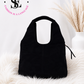 Suede-look bag - black