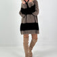 Long pullover/dress model "Velvet Flow" - black-taupe