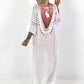 Ibiza dress with crochet inserts - white