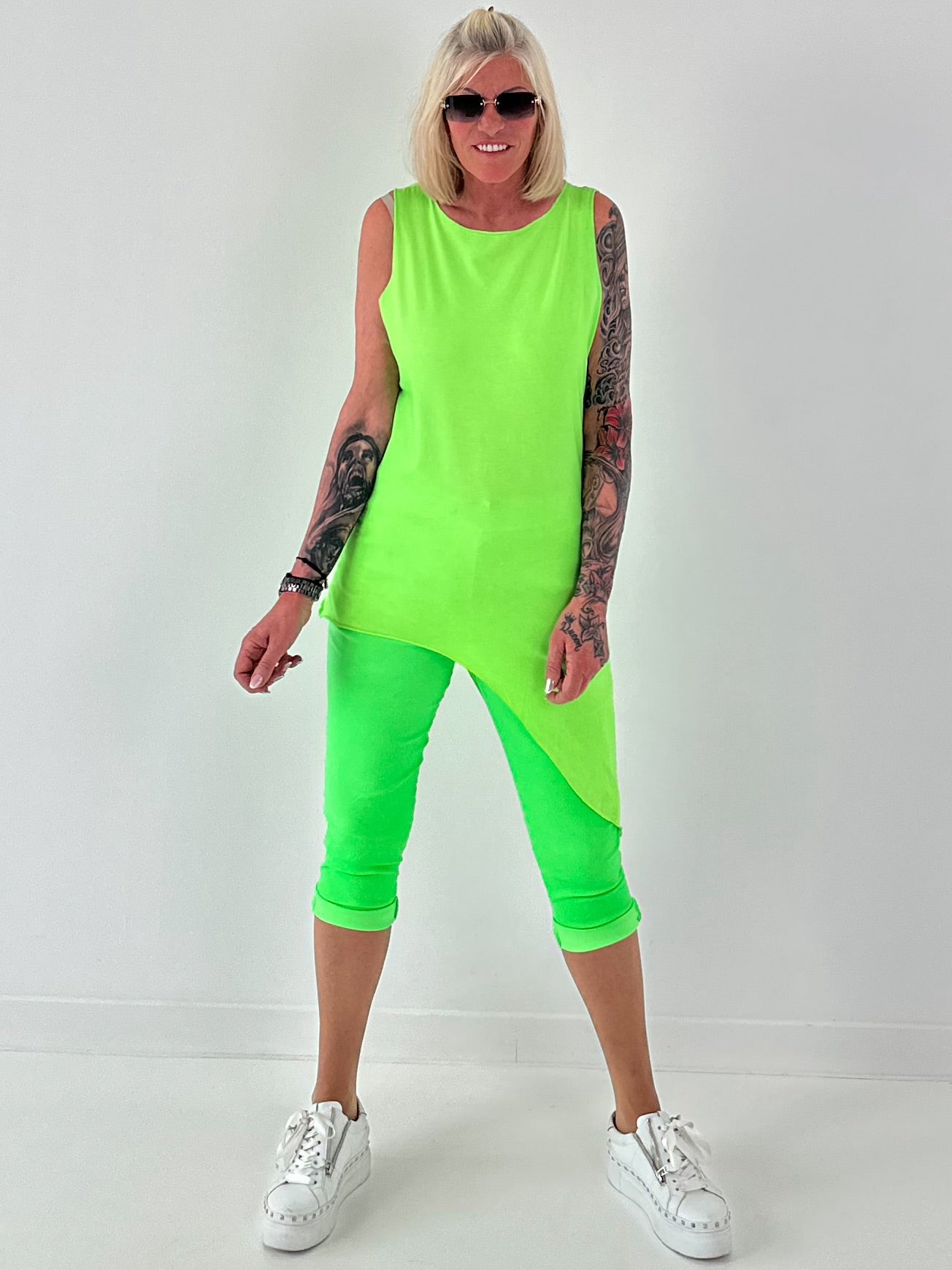 Long Top asymmetrisch - neongrün