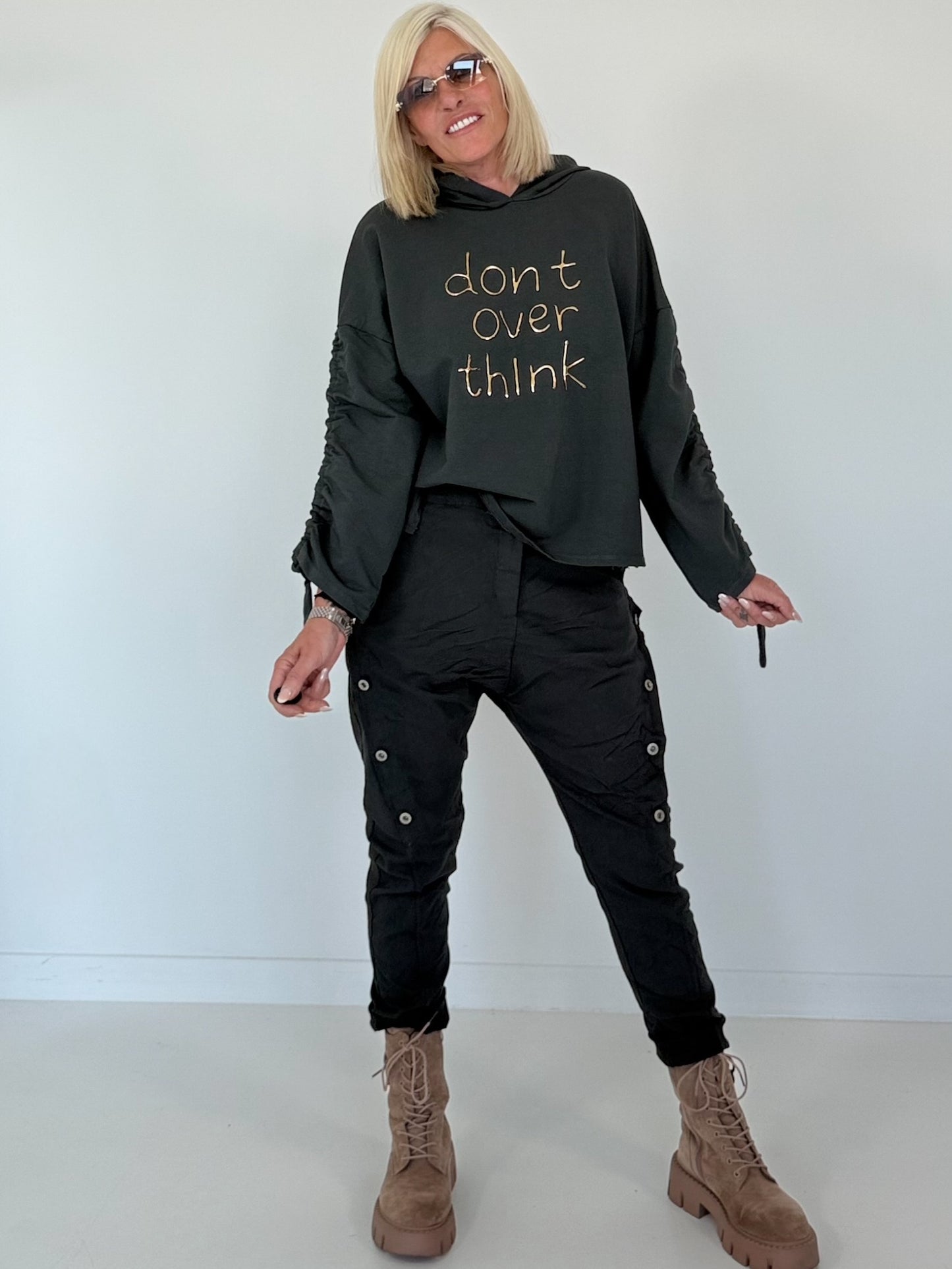 Hoodie Don´t Overthink - anthrazit