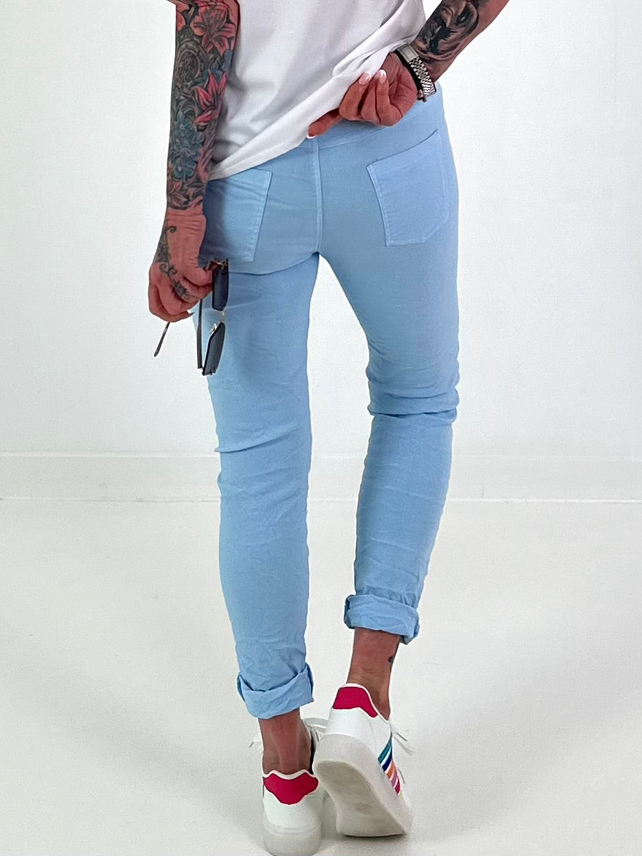 Basic Jogpants mit Bindeband - hellblau