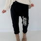 Sweat Baggy mit Strassapplikation - schwarz