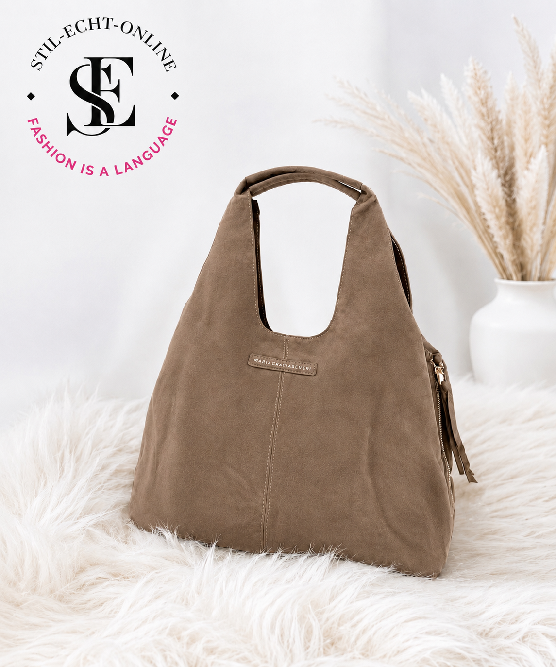 Faux suede bag - coffee