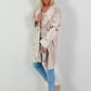 Destroyed Look Leopard Denim Jacket - beige