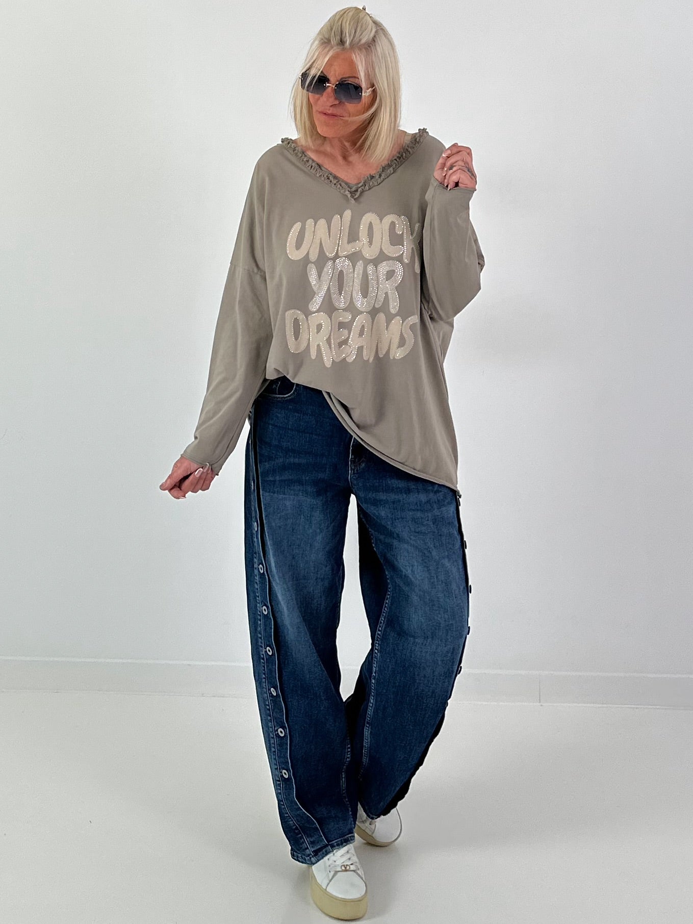 Oversized Shirt Unlock Your Dreams - Taupe