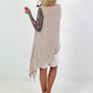Asymmetric long top with eyelets - beige