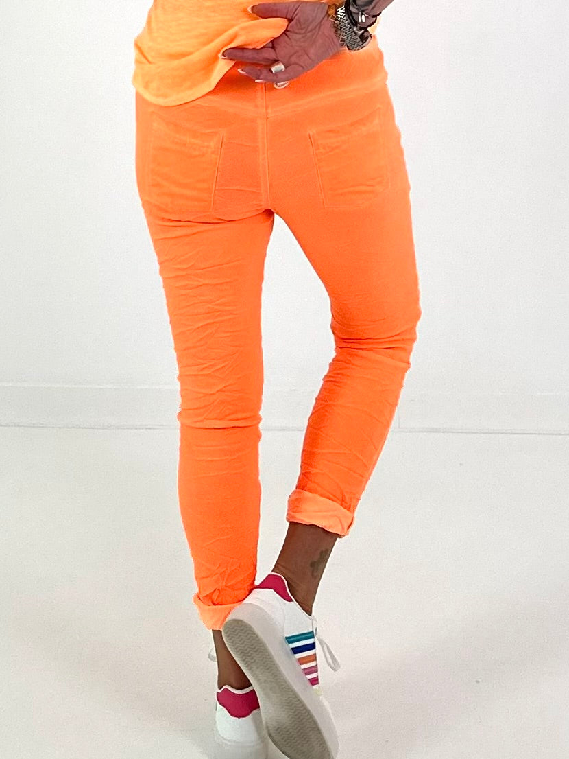 Knit-look trousers - neon orange