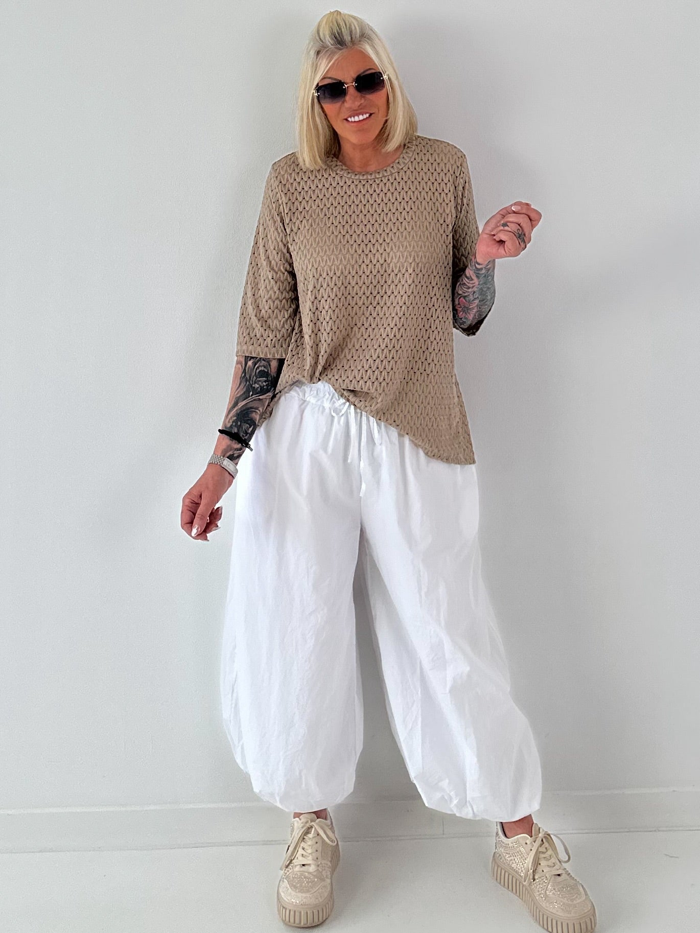 T-Shirt mit halben Arm - taupe
