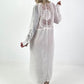 Linen Dress with Crochet Inserts - White