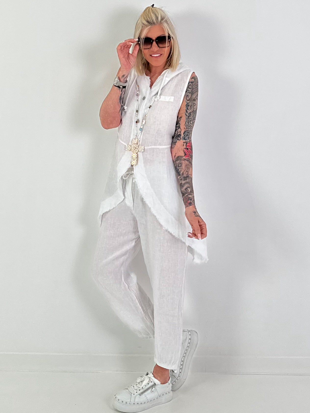 Linen two-piece set - white