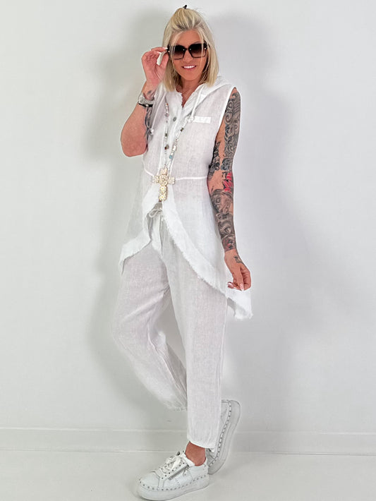 Linen two-piece set - white