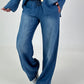 Light-wash, wide-leg jeans - dark blue