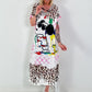 Kleid mit print-Mix - weiss-rosa-mehrfarbig