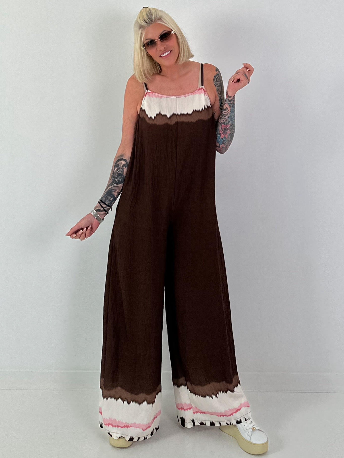 Jumpsuit mit Spaghettiträgern - schoko