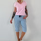 T-Shirt mit fransigen Abschlüssen-  rosa