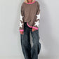 Sweatshirt with trendy star elements - taupe