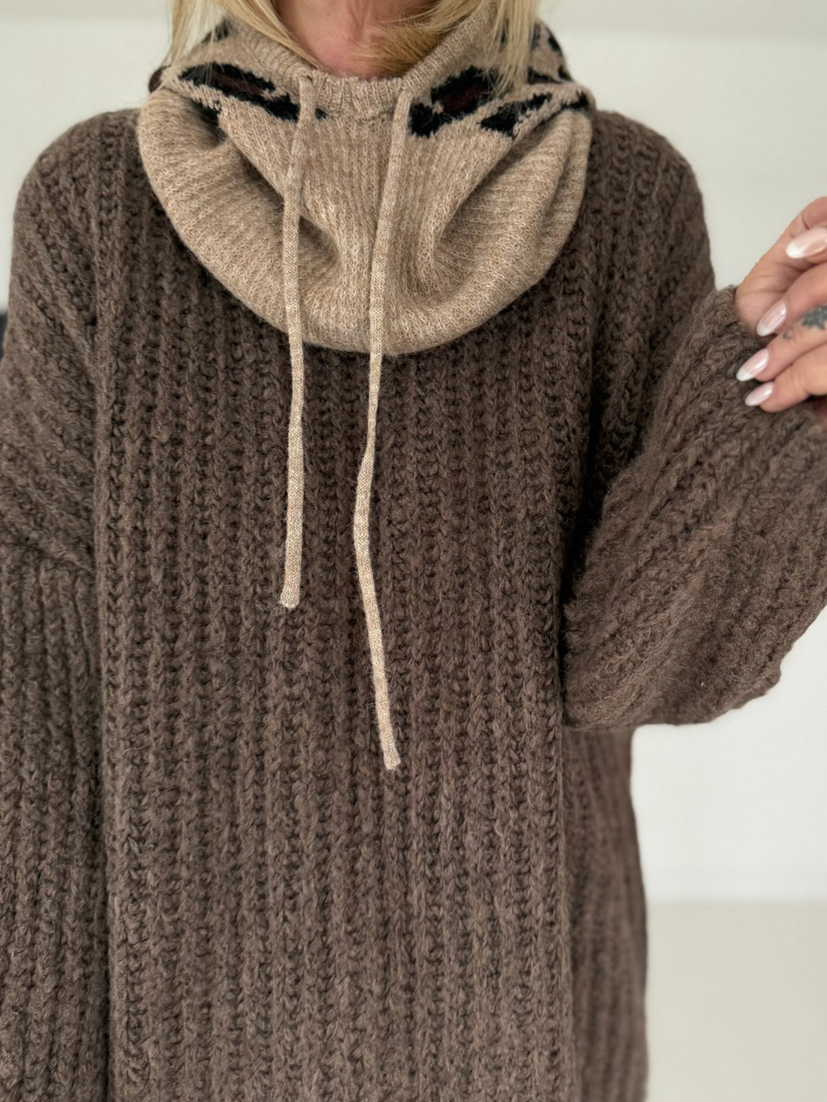 Rippstrickpullover - taupe