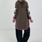 Lässiger Long Hoodie mit Daumenloch und trendigen Sternenelementen - taupe