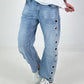 Jeans mit Ösen - denim
