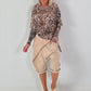 Pailletten Shirt mit Allover Leo Muster - beige-mehrfarbig