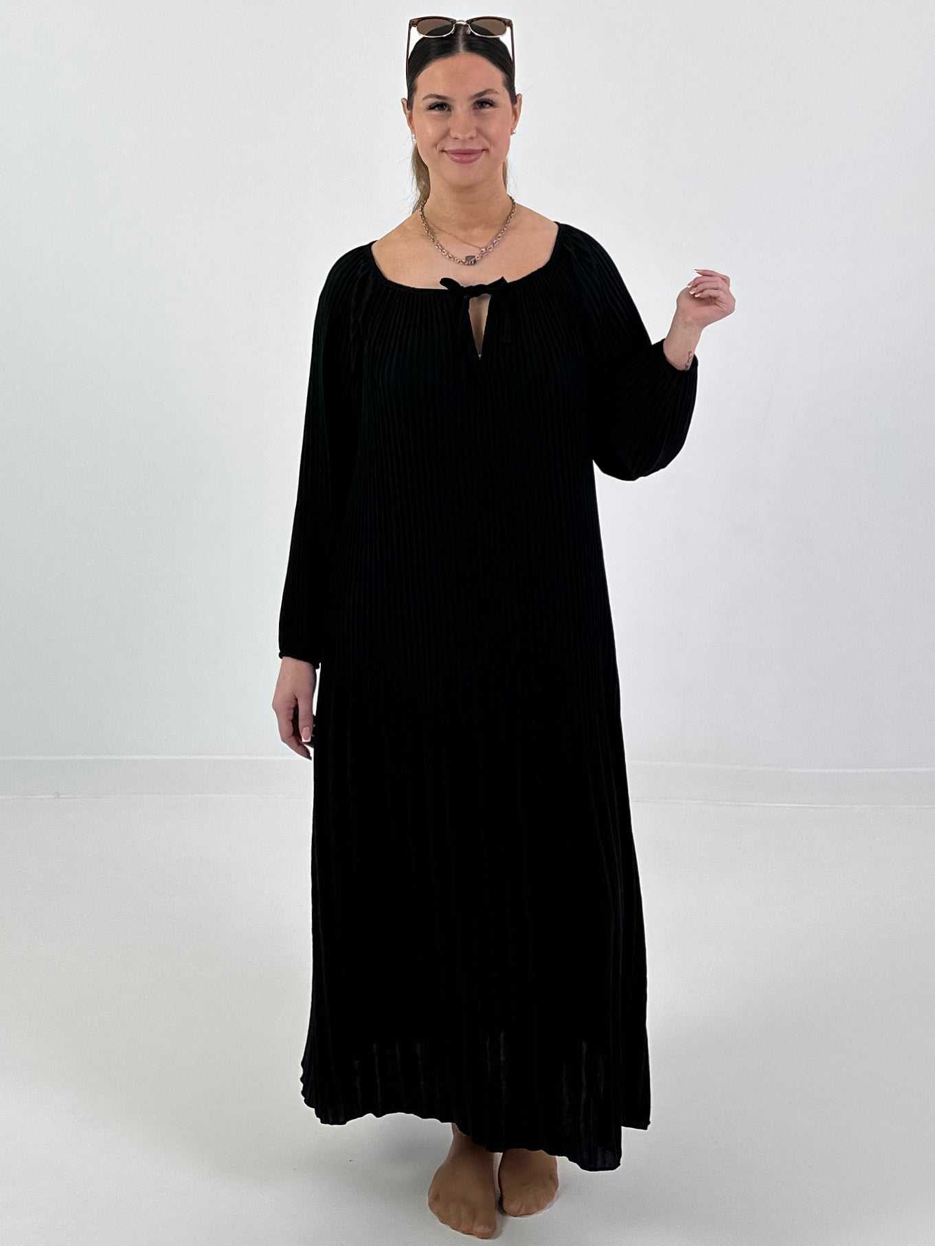 Plissee Kleid - schwarz