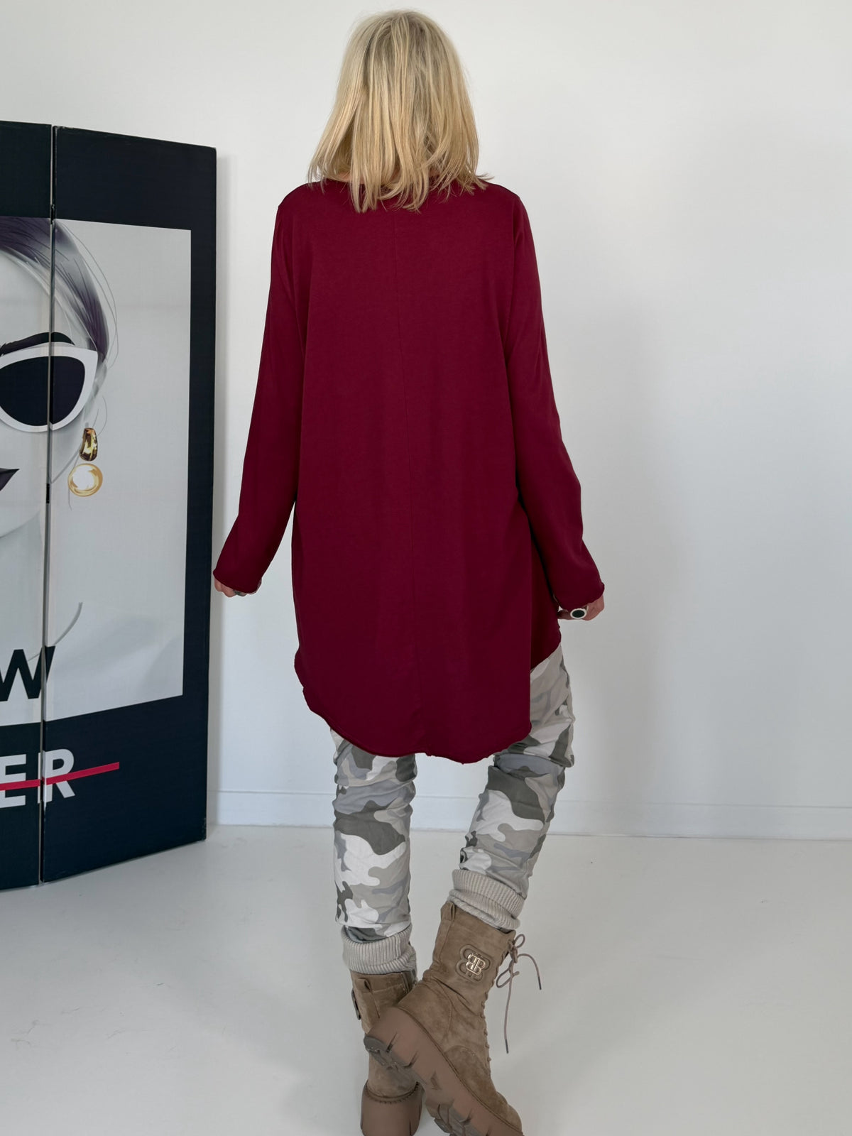 Basic Shirt mit Rundhalsausschnitt - bordeaux