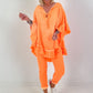 Muslin Tunic with Ruffles - neon orange