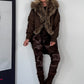 Jacke mit kuscheligem Fellkragen - mokka