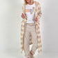 Cotton knit coat with stripes - beige-cream