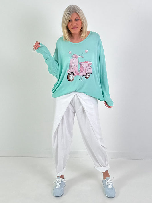 Oversized trui Vespa - watergroen