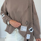 Sweater mit asymmetrischem Schnitt und Patches - taupe