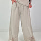 Linen wide-leg trousers - beige