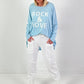 Oversized Shirt Modell "Rock&Love Wave" - hellblau